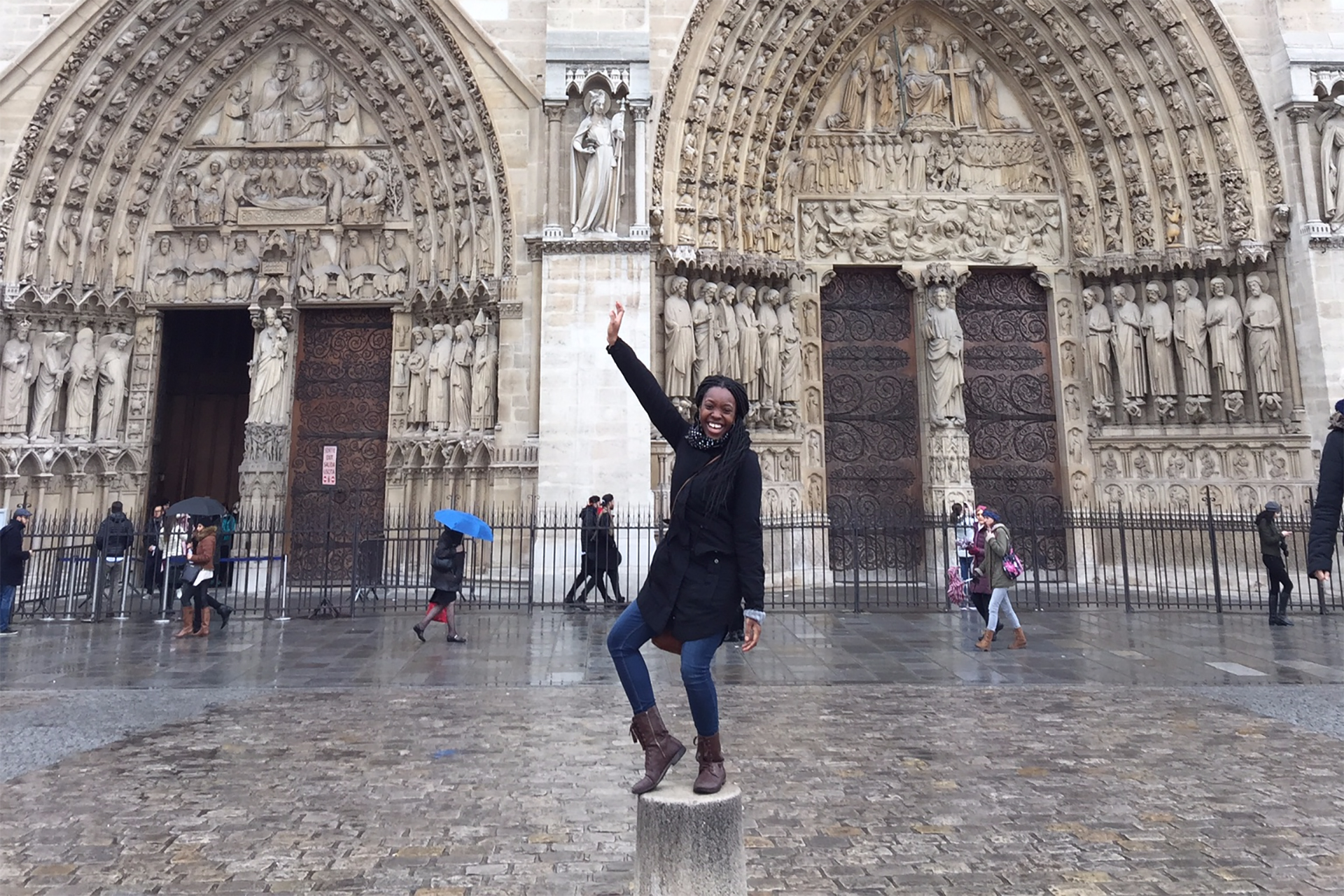 Tiana standing in front of Notre Dame