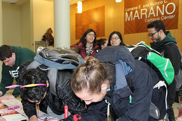 students in the marano campus center