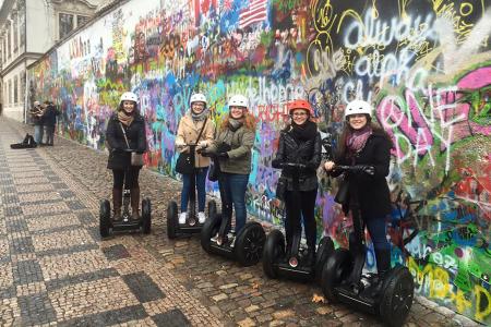 Students on electric scooters