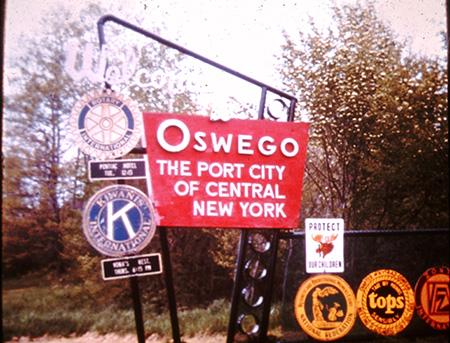 Vintage city sign: Welcome to Oswego The Port City of Central New York