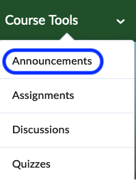 The image displays the Course Tools menu showing the link at the top.