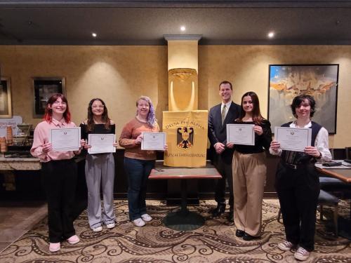 Students inducted into the SUNY Oswego chapter of Delta Phi Alpha, the National German Honor Society