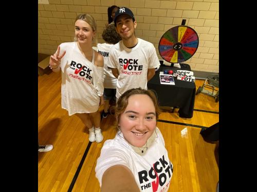 A selfie featuring three Vote Oswego organizers