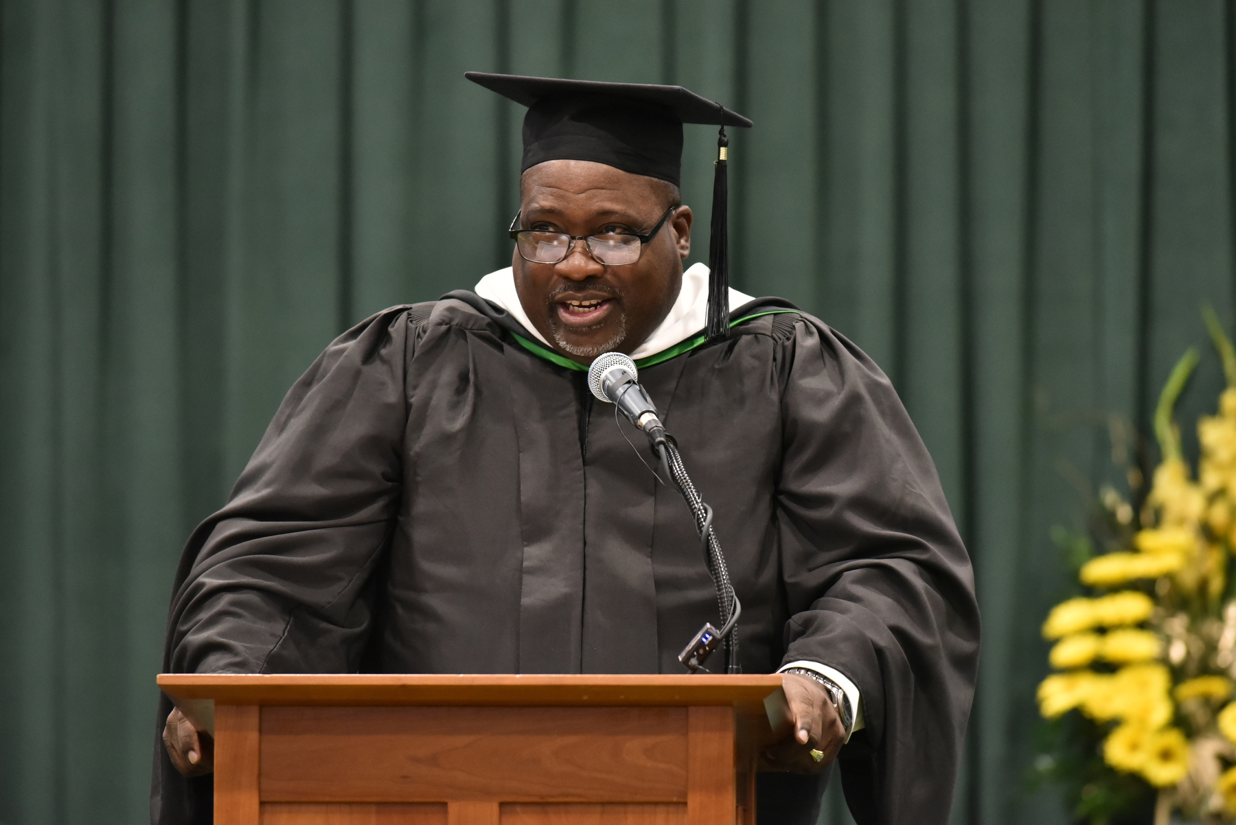 Keynote speaker for the 4 p.m. combined School of Communication, Media and the Arts and School of Education ceremony was Anthony Q. Davis, superintendent of the Syracuse City School District.