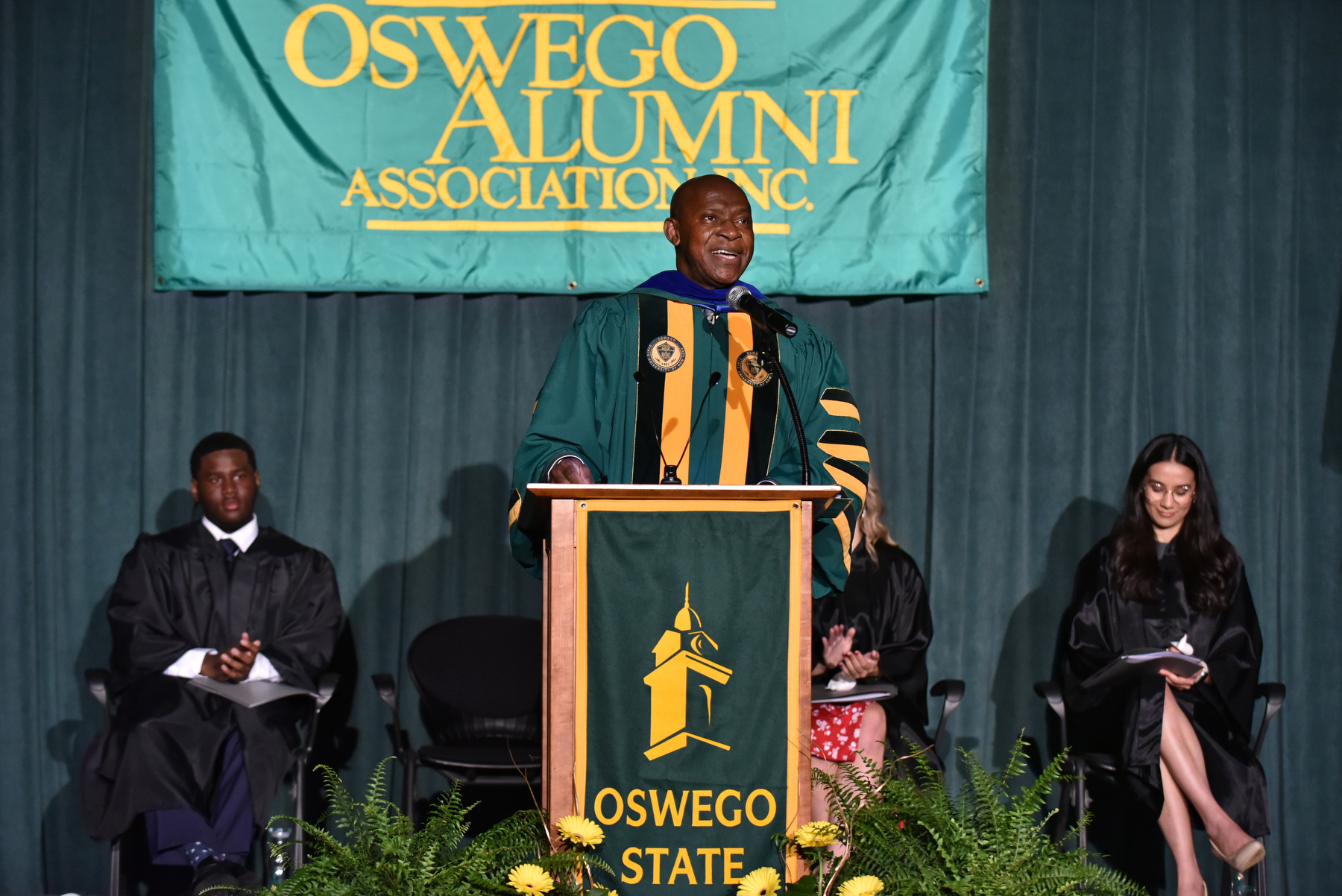 President Peter O. Nwosu speaks during the 35th annual Welcoming Torchlight Ceremony.