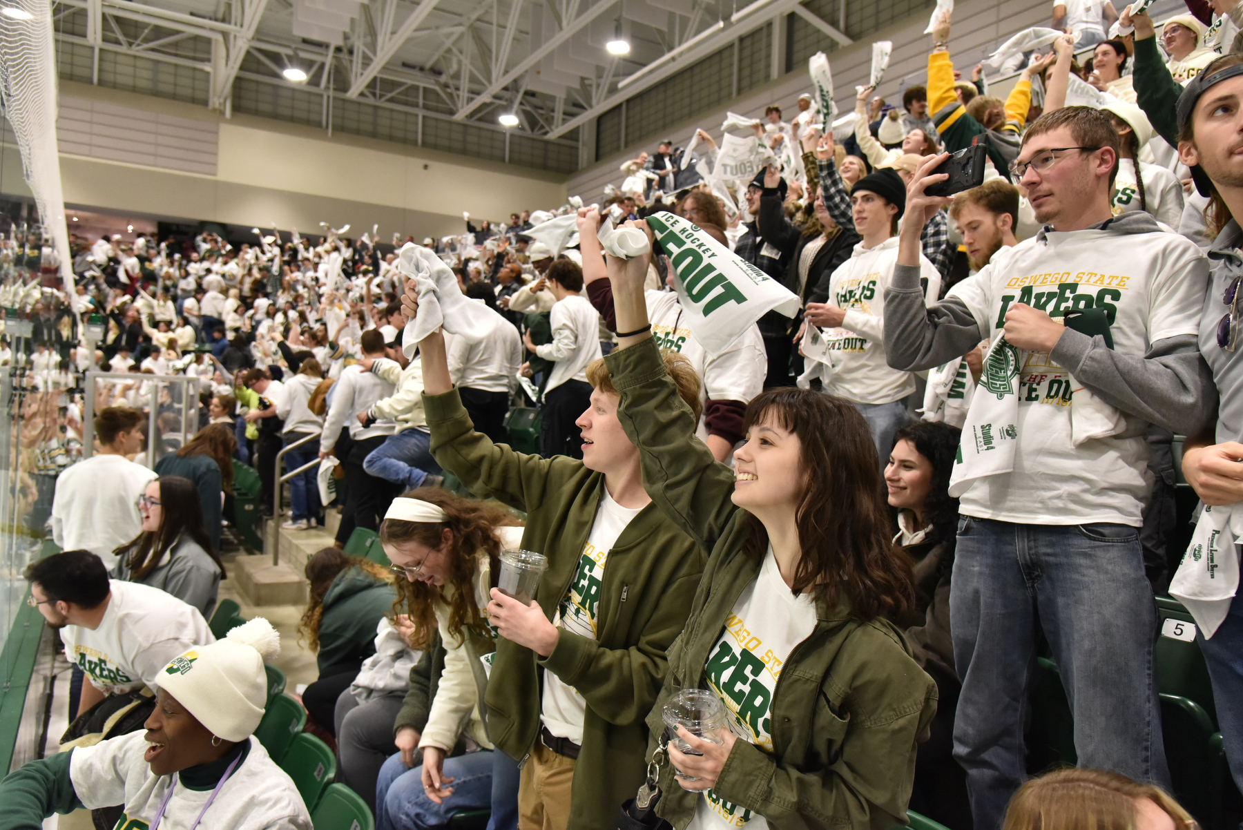 Whiteout Weekend drew campus and community crowds to the Deborah F. Stanley Arena and Convocation Center to see hockey contests in both the women's and men's teams. The Laker men’s team defeated the archrival Plattsburgh Cardinals 5-1 on Nov. 15.