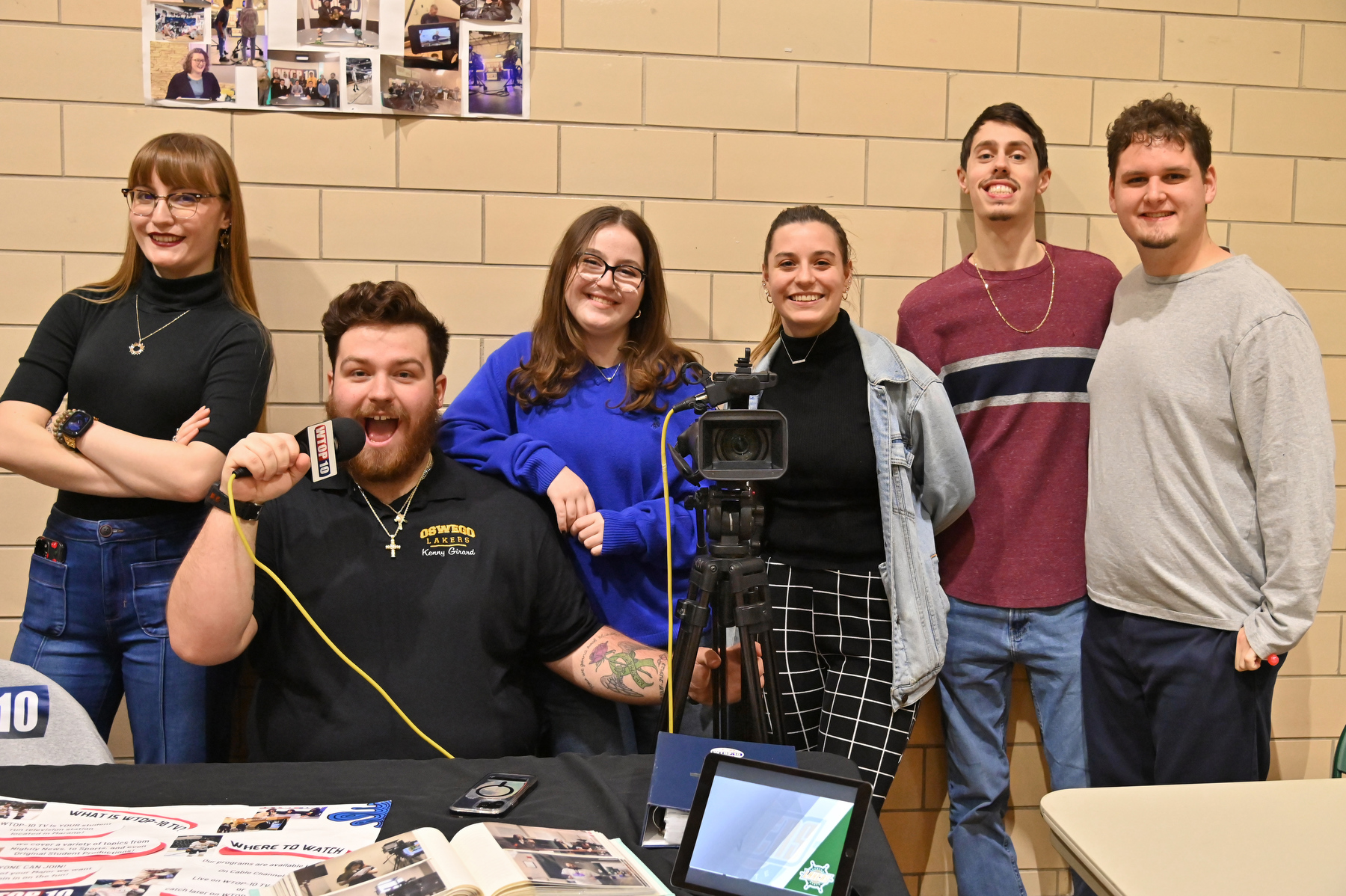 The popular Spring Student Involvement Fair, this year held on Jan. 29 in Swetman Gym, allowed students to meet with representatives from the great number of clubs and organizations to learn about ways to get involved on campus. Pictured is a group involved in student media WTOP-10 TV. 