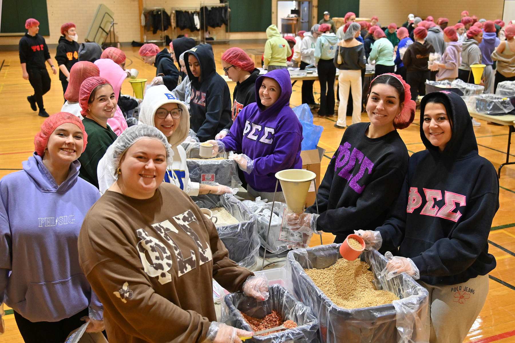 The Martin Luther King, Jr. Day of Service is a partnership to benefit Rise Against Hunger. The third annual campus event took place on February 8 in Swetman Gym, attended by volunteers from a mix of student organizations and athletic team members.