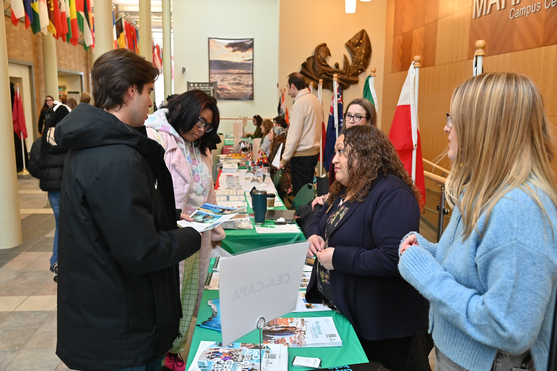 The Spring Study Abroad Fair, Feb. 12 on the Marano Campus Center concourse, offered information to students about studying abroad and cultures around the world. Several partners and other SUNY schools are also in attendance to represent their programs and opportunities. 