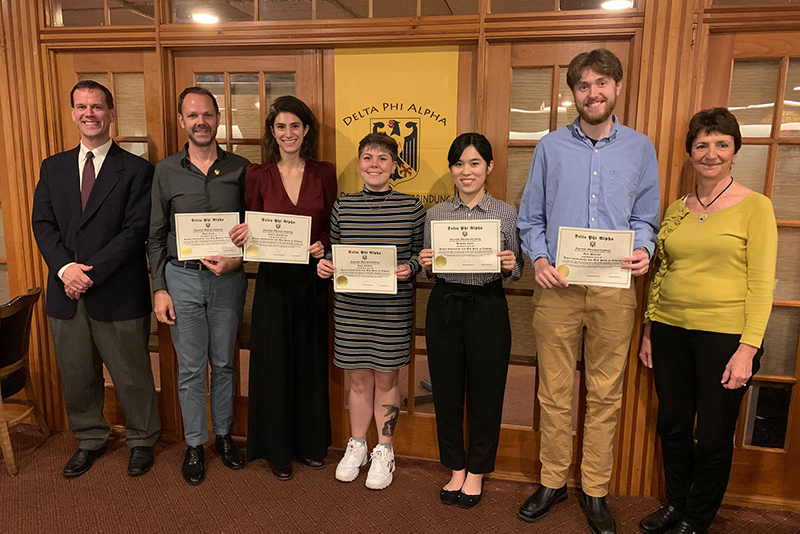 Three Oswego students and two employees were recently inducted into the SUNY Oswego chapter of Delta Phi Alpha, the National German Honor Society